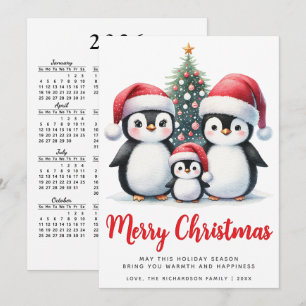 Frohe Weihnachten Rot und Weiß Niedliche Pinguine