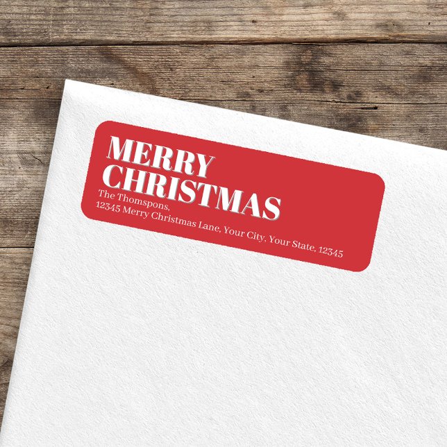 Frohe Weihnachten Rot und Weiß Rücksendeadresse (Merry Christmas Red and White Return Address Labels.)