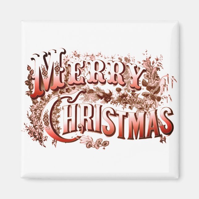 Frohe Weihnachten Rot und Weiß Vintager Urlaub Magnet (Vorne)
