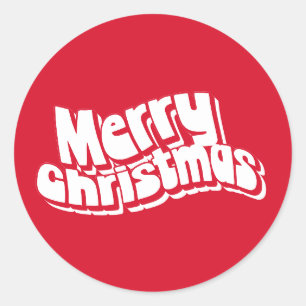 Frohe Weihnachten Rot Weiß Lustig Retro Runder Aufkleber