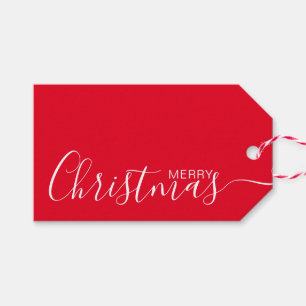 Frohe Weihnachten Rot Weiß Minimalistisch Geschenkanhänger