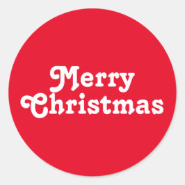 Frohe Weihnachten rot-weiß modern niedlich Runder Aufkleber