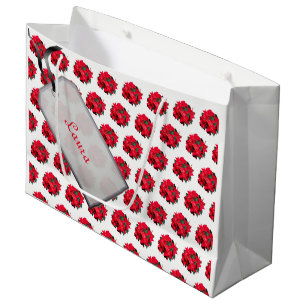 Frohe Weihnachten rot / weiß Poinsettia Design Große Geschenktüte