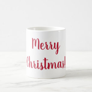 Frohe Weihnachten Rot & Weiß Script Typografie Kaffeetasse