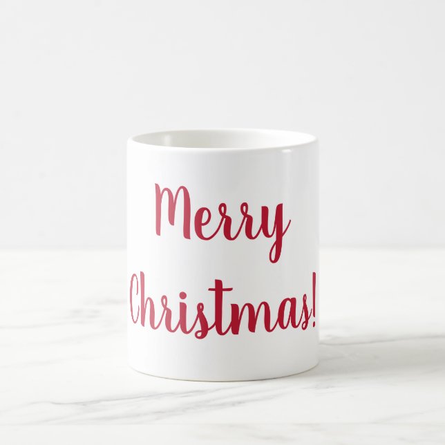 Frohe Weihnachten Rot & Weiß Script Typografie Kaffeetasse (Mittel)