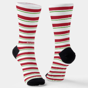 Frohe Weihnachten Rot Weiß und Grün Streifen Socken