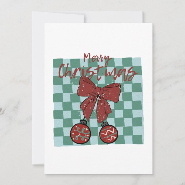 Frohe Weihnachten Rotband-Ornament-Design Einladung (Vorderseite)