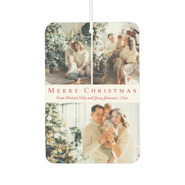 Frohe Weihnachten Rote Drehbuch 3 Fotos Urlaub mod Autolufterfrischer (Vorderseite)