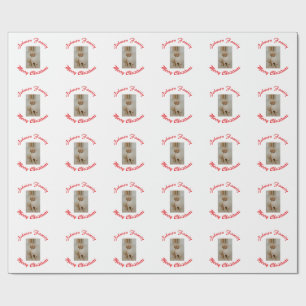 Frohe Weihnachten rote Familienname Haustier Foto Geschenkpapier