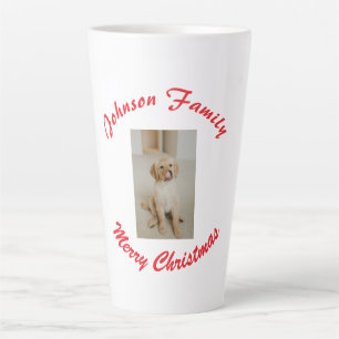 Frohe Weihnachten rote Familienname Haustier Foto Milchtasse