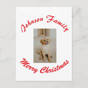 Frohe Weihnachten rote Familienname Haustier Foto Postkarte