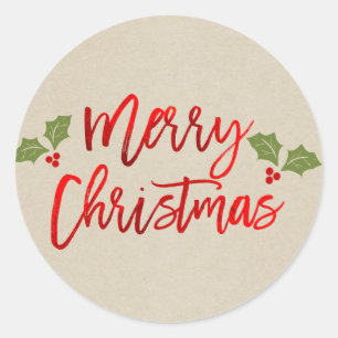 Frohe Weihnachten Rote Faux-Folie Moderne Schrift  Runder Aufkleber
