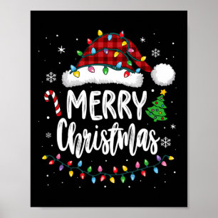 Frohe Weihnachten Rote Karierte Familie Lichter Xm Poster