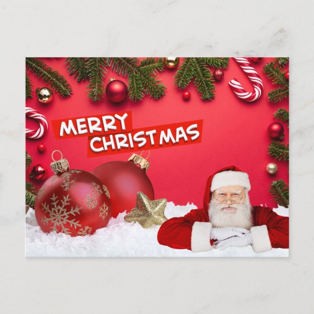 Frohe Weihnachten Rote Ornamente, Weihnachtsmann,  (Vorderseite)