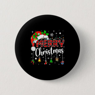 Frohe Weihnachten Rote Santa-Mütze Rentier Weihnac Button