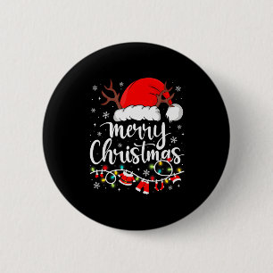 Frohe Weihnachten Rote Santa-Mütze Rentier Weihnac Button