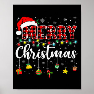 Frohe Weihnachten Rote Santa-Mütze Rentier Weihnac Poster