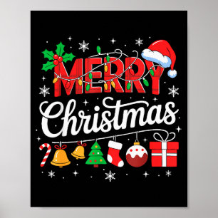 Frohe Weihnachten Rote Santa-Mütze Rentier Weihnac Poster