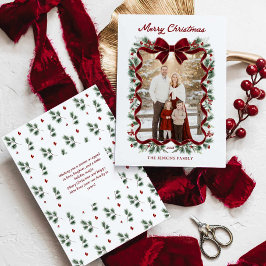 Frohe Weihnachten Rote Schleife Foto Grußkarte Einladung