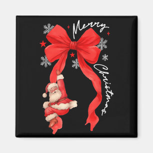 Frohe Weihnachten Rote Schleife Geschenk Kranz San Magnet
