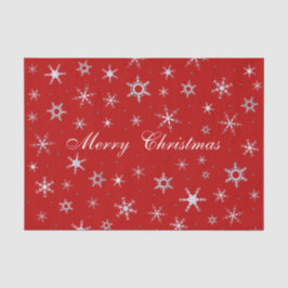 Frohe Weihnachten Rote Schneeflocken Seidenpapier