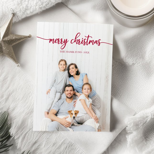 Frohe Weihnachten Rote Schrift Einzigartiges Foto Einladung (Von Creator hochgeladen)