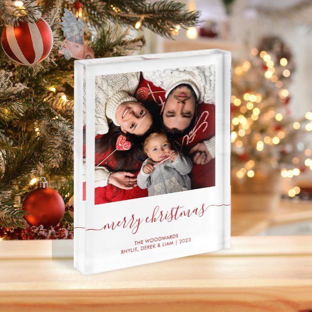Frohe Weihnachten Rote Schrift Minimalistische Fot Fotoblock (Von Creator hochgeladen)