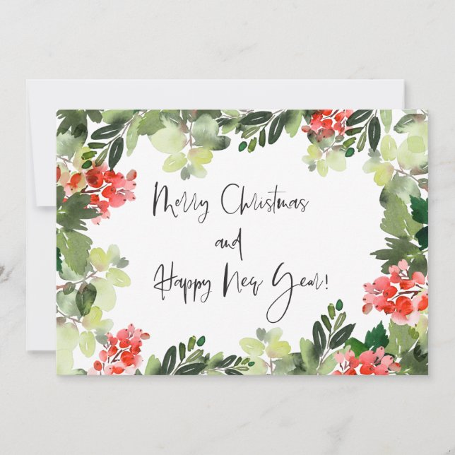 Frohe Weihnachten Rote Stechpalme Moderne Schrift (Vorderseite)