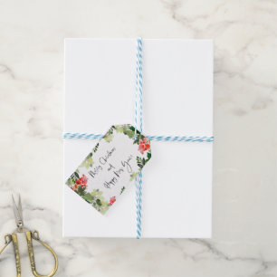Frohe Weihnachten Rote Stechpalme Moderne Schrift Geschenkanhänger