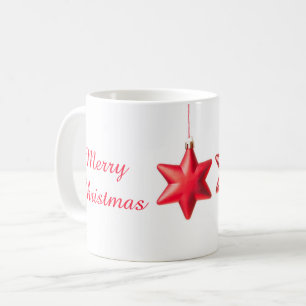 Frohe Weihnachten Rote Sterne Dekoration mit Text Kaffeetasse