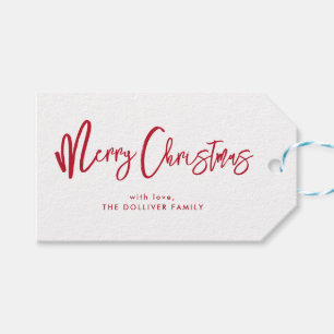 Frohe Weihnachten   Rote Typografie Geschenkanhänger