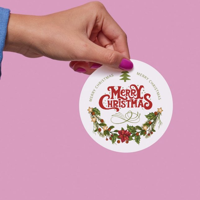 Frohe Weihnachten | Rote Typografie Geschenkanhänger (Von Creator hochgeladen)