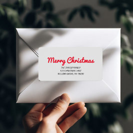 Frohe Weihnachten | Rote Typografie - Rücksendeadr Adressaufkleber