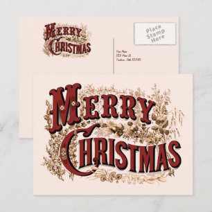 Frohe Weihnachten - Rote und Gold Postkarte