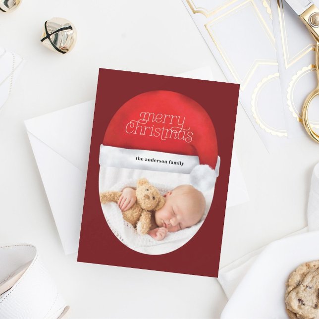 Frohe Weihnachten Rote Weihnachtsmannmütze Foto Sc (Von Creator hochgeladen)