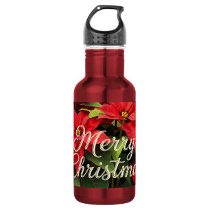 Frohe Weihnachten Rote Weihnachtssterne Edelstahlflasche