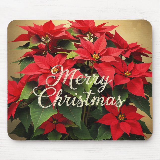 Frohe Weihnachten Rote Weihnachtssterne Mousepad (Vorne)