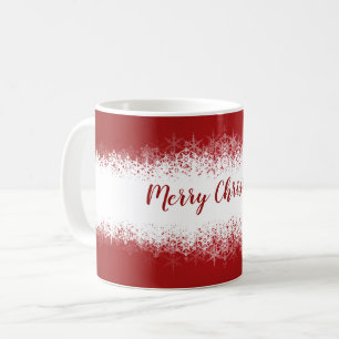 Frohe Weihnachten Rote weiße Schneeflocken Kaffeetasse
