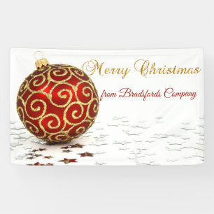 Frohe Weihnachten, Roter Ball, Sterne Banner