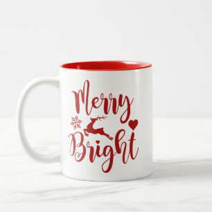 Frohe Weihnachten Roter Blumenurlaub Zweifarbige Tasse