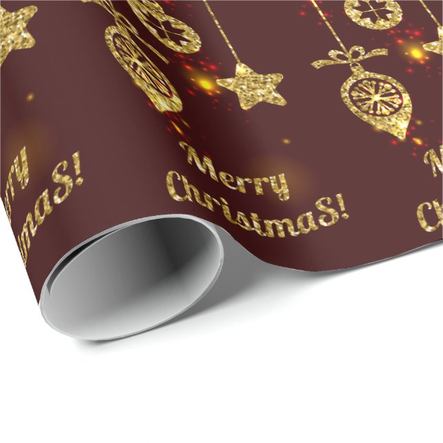 Frohe Weihnachten Roter Feiertag Glitzer Sparkling Geschenkpapier (Rolleneckpunkt)