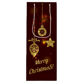 Frohe Weihnachten Roter Feiertag Glitzer Sparkling Geschenktüte Für Weinflaschen