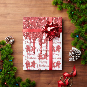 Frohe Weihnachten roter Glitter Geschenkpapier