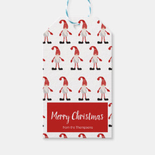 Frohe Weihnachten Roter Grauer Gnom Nordisches Mus Geschenkanhänger