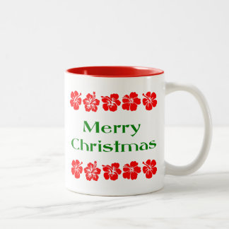 Frohe Weihnachten Roter Hibiskus Hawaiianische Tas Zweifarbige Tasse