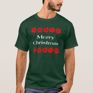 Frohe Weihnachten Roter Hibiskus Hawaiianischer T T-Shirt