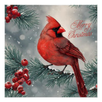 Frohe Weihnachten Roter Kardinal und Berries