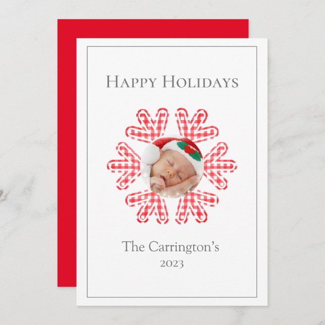 Frohe Weihnachten Roter Karierter Schneeflocken Fo (Vorne/Hinten)