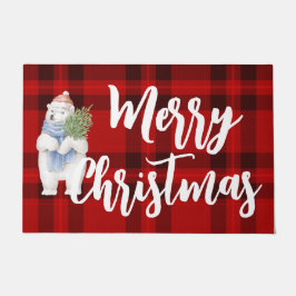 Frohe Weihnachten Roter karierter schottischer Eis Fußmatte