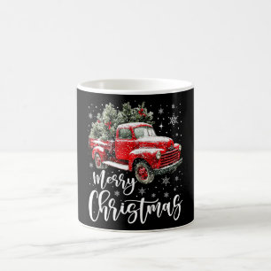 Frohe Weihnachten Roter LKW Familie Matching Weihn Verwandlungstasse